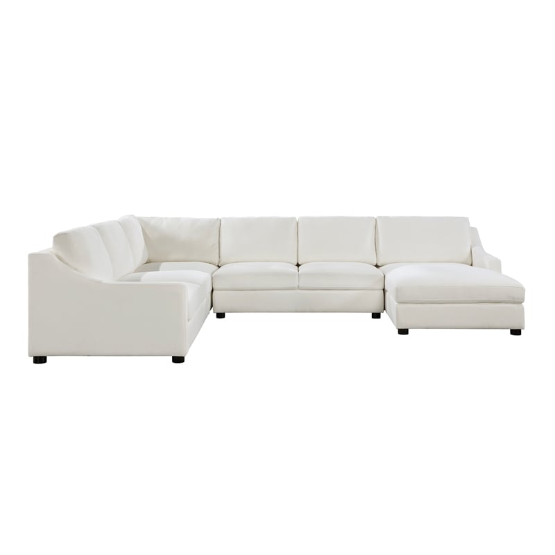 Lexicon Zayden 4-Piece Plywood and Fabric Sectional with Right Chaise in Ivory