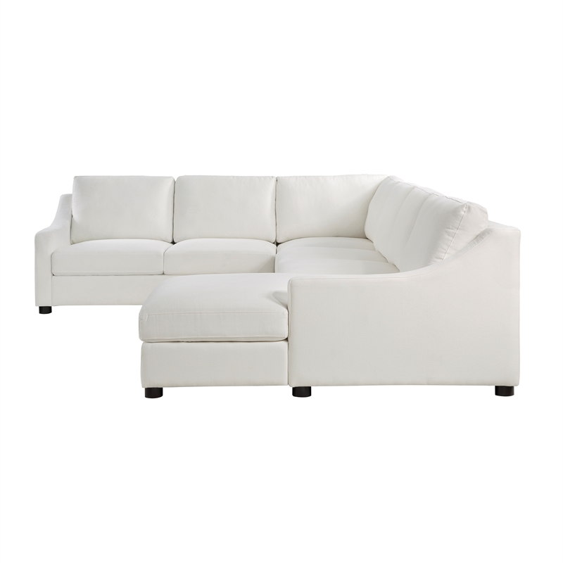Lexicon Zayden 4-Piece Plywood and Fabric Sectional with Right Chaise in Ivory