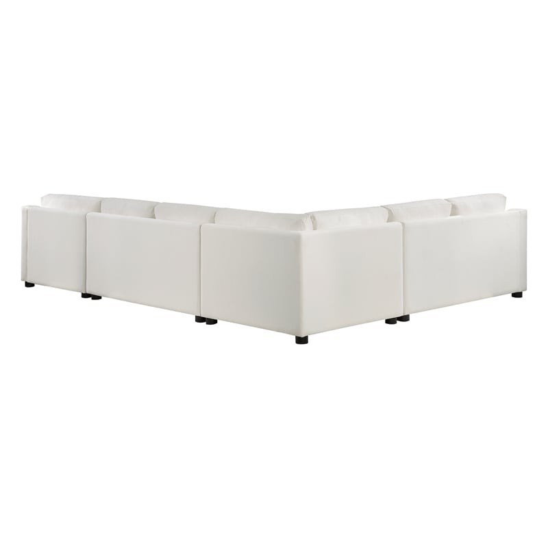 Lexicon Zayden 4-Piece Plywood and Fabric Sectional with Right Chaise in Ivory