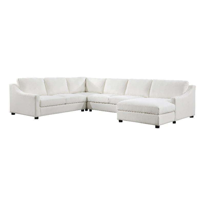 Lexicon Zayden 4-Piece Plywood and Fabric Sectional with Right Chaise in Ivory