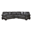 Lexicon Wareham 3-Piece Traditional Plywood and Leather Sectional in Brown