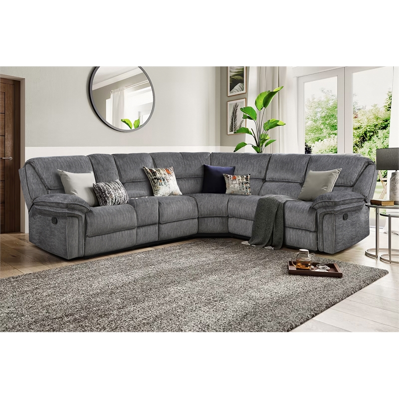 Lexicon Muirfield 3-Piece Plywood and Fabric Reclining Sectional in Gray