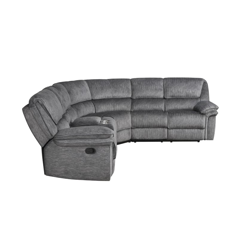 Lexicon Muirfield 3-Piece Plywood and Fabric Reclining Sectional in Gray