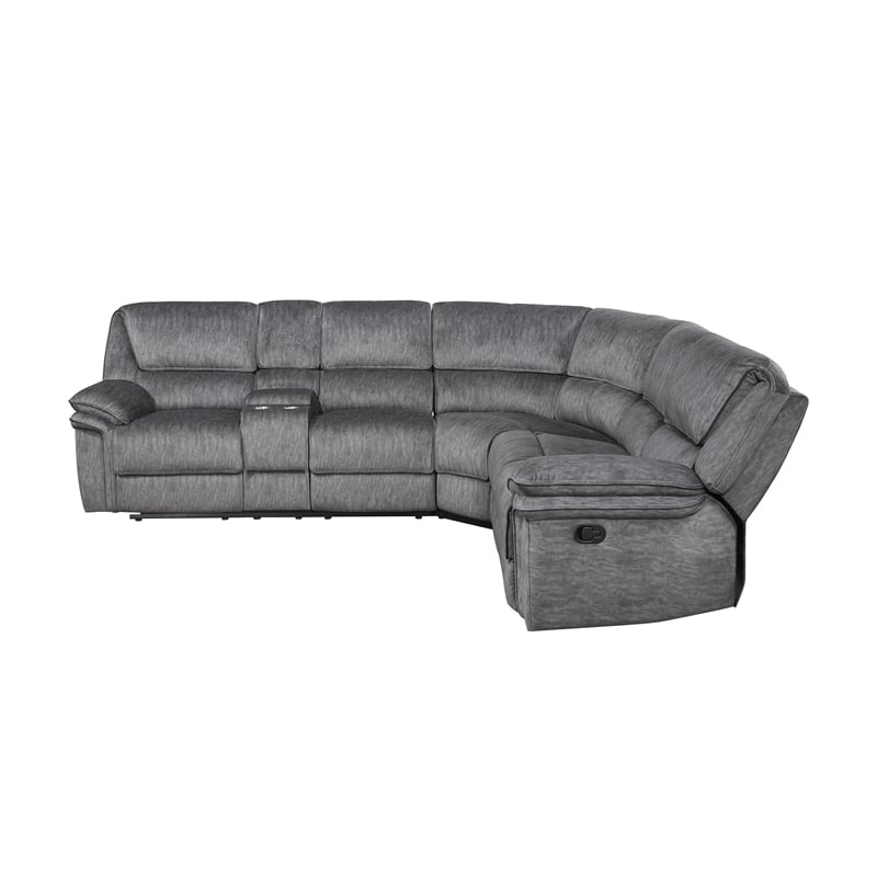 Lexicon Muirfield 3-Piece Plywood and Fabric Reclining Sectional in Gray