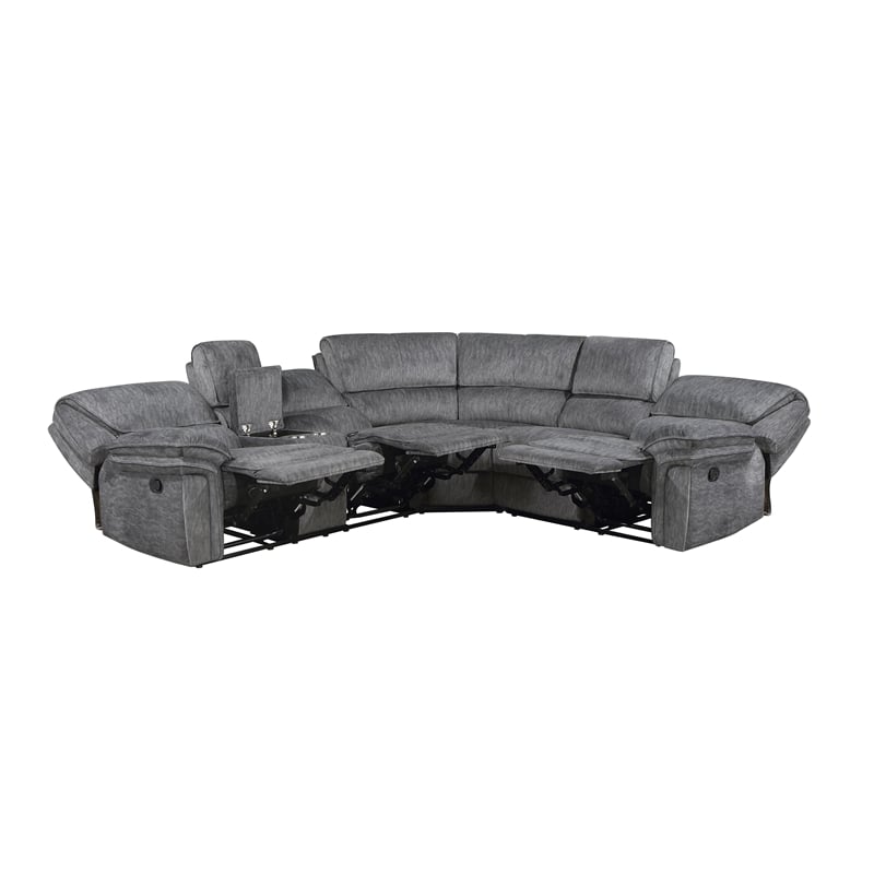 Lexicon Muirfield 3-Piece Plywood and Fabric Reclining Sectional in Gray