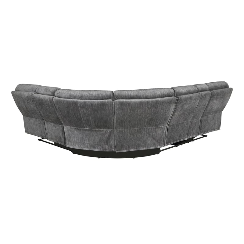 Lexicon Muirfield 3-Piece Plywood and Fabric Reclining Sectional in Gray