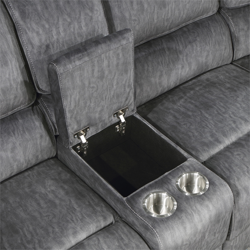 Lexicon Muirfield 3-Piece Plywood and Fabric Reclining Sectional in Gray