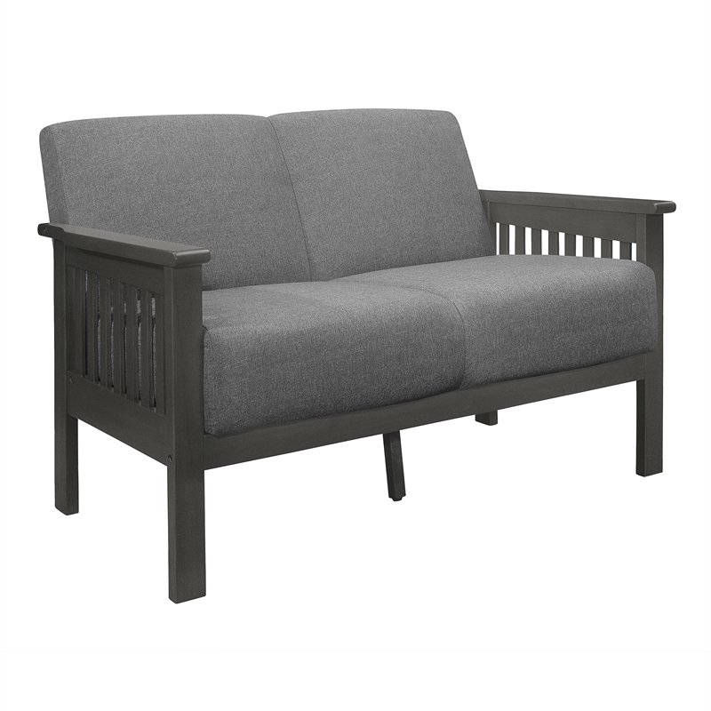 Lexicon Lewiston Textured Fabric 2-Piece Upholstered Sofa Set in Gray