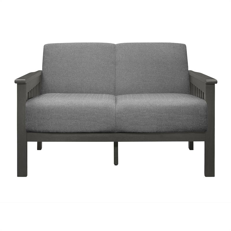 Lexicon Lewiston Textured Fabric 2-Piece Upholstered Sofa Set in Gray