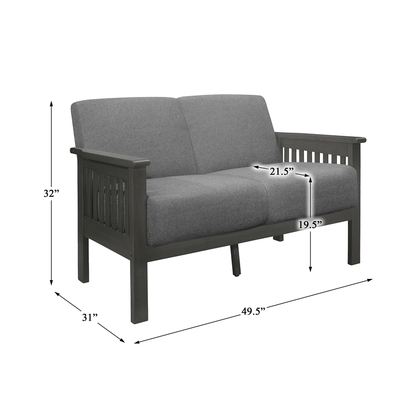 Lexicon Lewiston Textured Fabric 2-Piece Upholstered Sofa Set in Gray