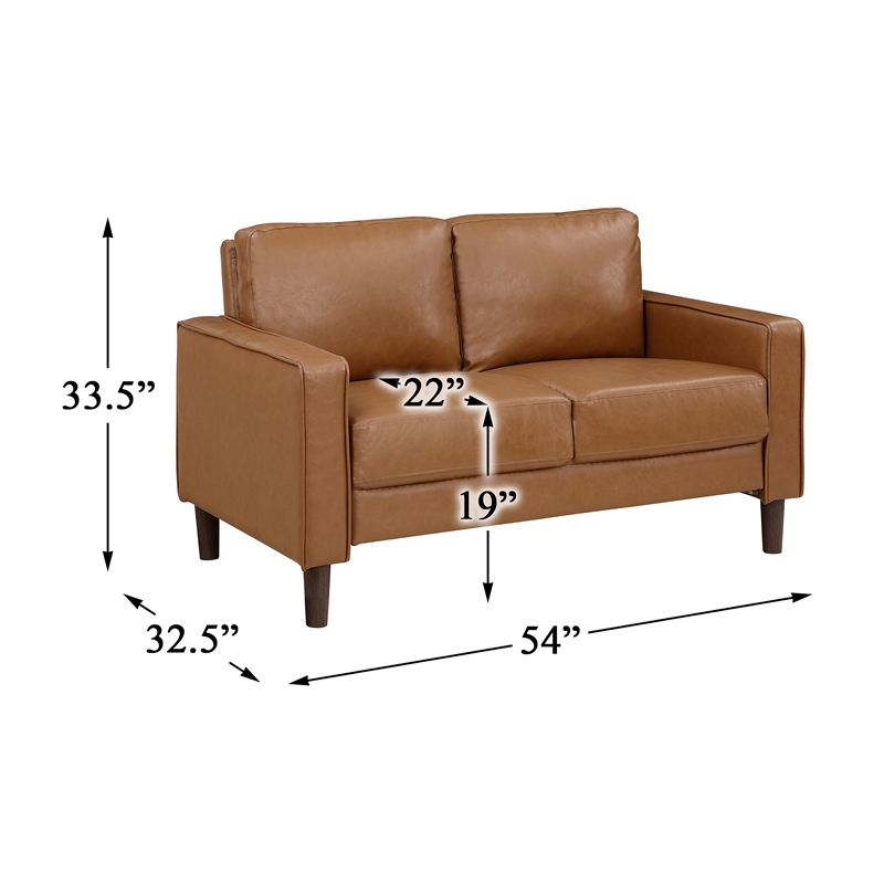 Lexicon Malcolm Faux Leather 2-Piece Upholstered Sofa Set in Brown