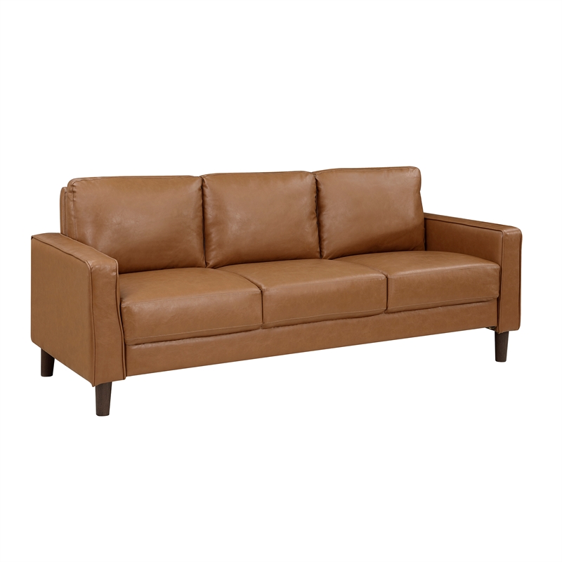 Lexicon Malcolm Faux Leather 2-Piece Upholstered Sofa Set in Brown
