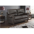 Lexicon Foxborough Leather 2-Piece Upholstered Sofa Set in Dark Brown