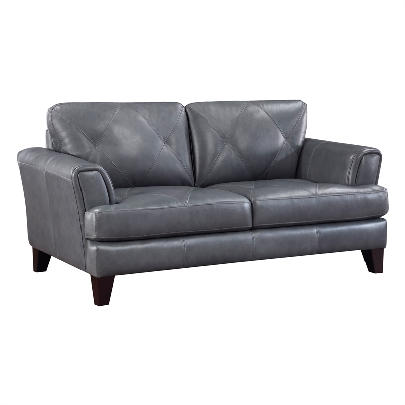 Lexicon Thierry Leather 2-Piece Upholstered Sofa Set in Gray