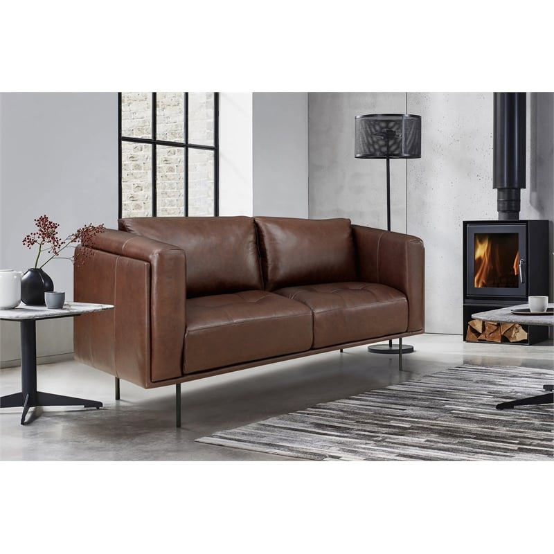Lexicon Soren Leather 2-Piece Upholstered Sofa Set in Brown