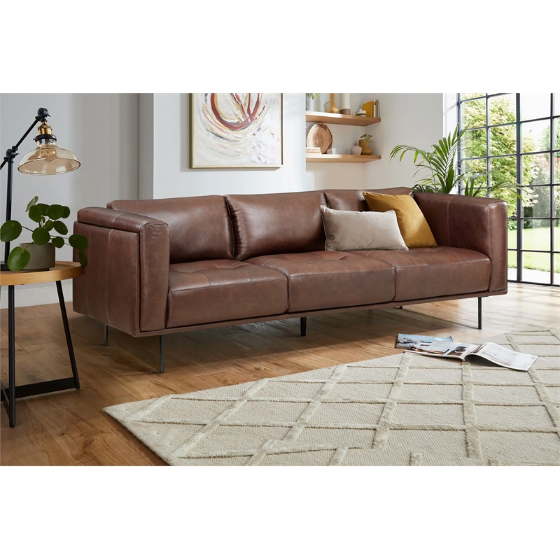 Lexicon Soren Leather 2-Piece Upholstered Sofa Set in Brown