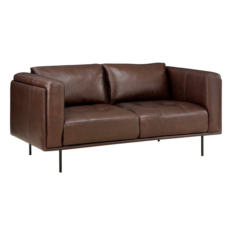 Lexicon Soren Leather 2-Piece Upholstered Sofa Set in Brown