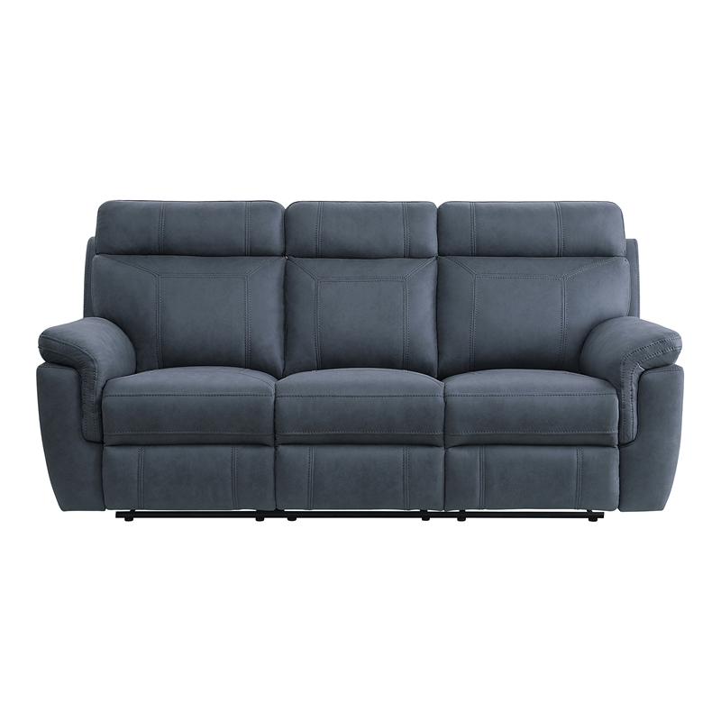 Lexicon Clifton Microfiber 2-Piece Upholstered Manual Reclining Sofa Set in Blue