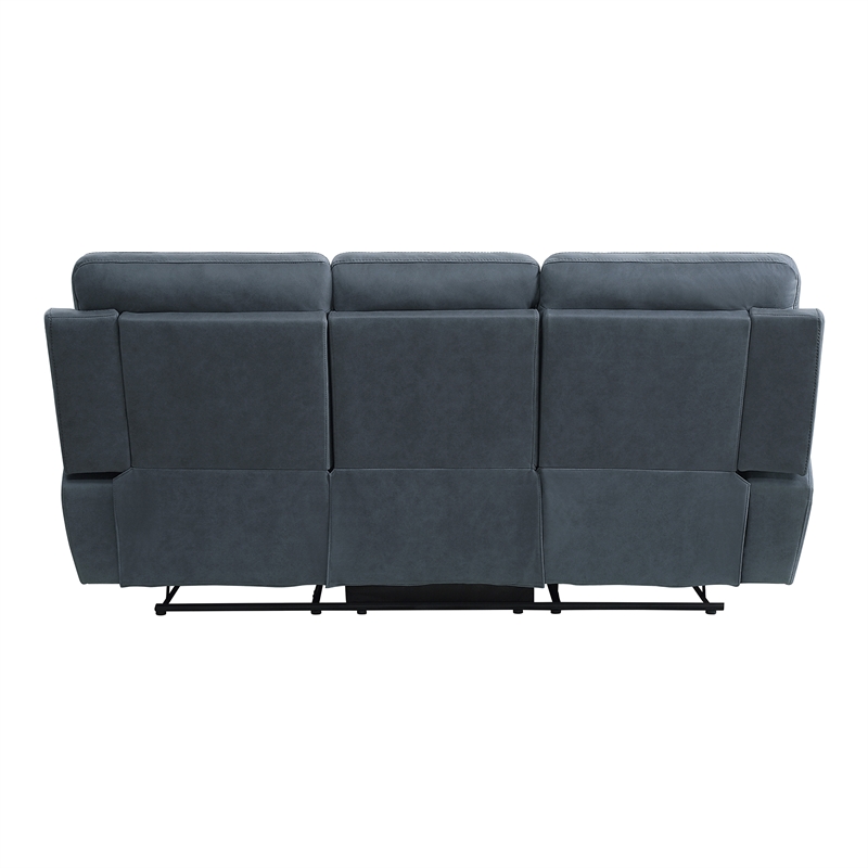 Lexicon Clifton Microfiber 2-Piece Upholstered Manual Reclining Sofa Set in Blue
