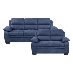 Lexicon Holleman Textured Fabric 2-Piece Upholstered Sofa Set in Blue