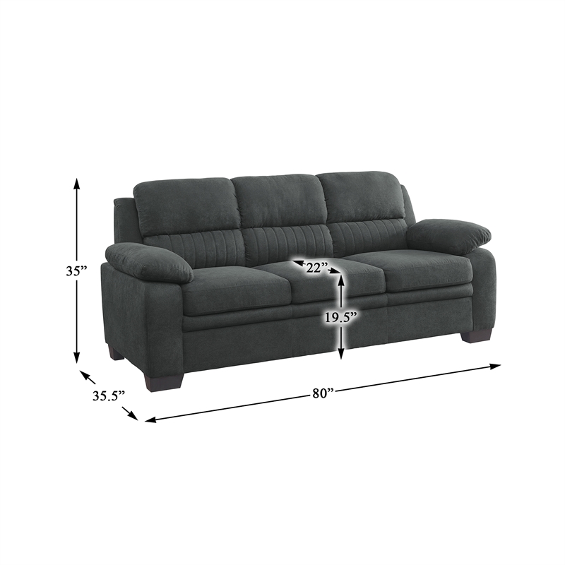 Lexicon Holleman Textured Fabric 2-Piece Upholstered Sofa Set in Dark Gray