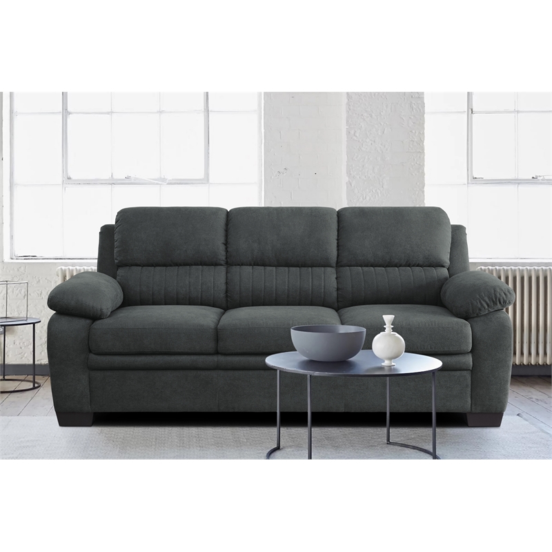 Lexicon Holleman Textured Fabric 2-Piece Upholstered Sofa Set in Dark Gray