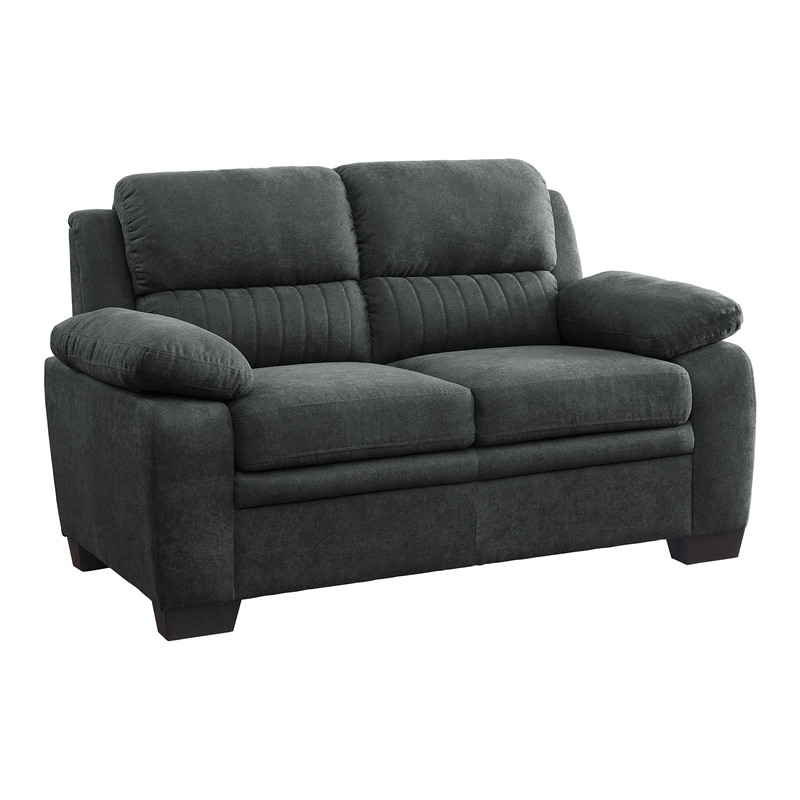 Lexicon Holleman Textured Fabric 2-Piece Upholstered Sofa Set in Dark Gray