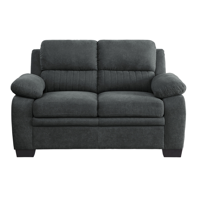 Lexicon Holleman Textured Fabric 2-Piece Upholstered Sofa Set in Dark Gray