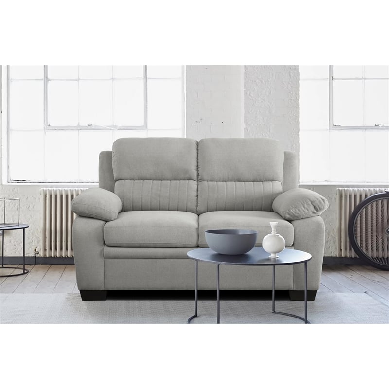 Lexicon Holleman Textured Fabric 2-Piece Upholstered Sofa Set in Light Gray