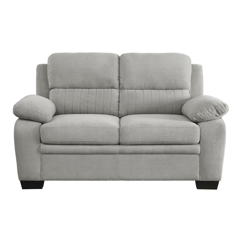 Lexicon Holleman Textured Fabric 2-Piece Upholstered Sofa Set in Light Gray