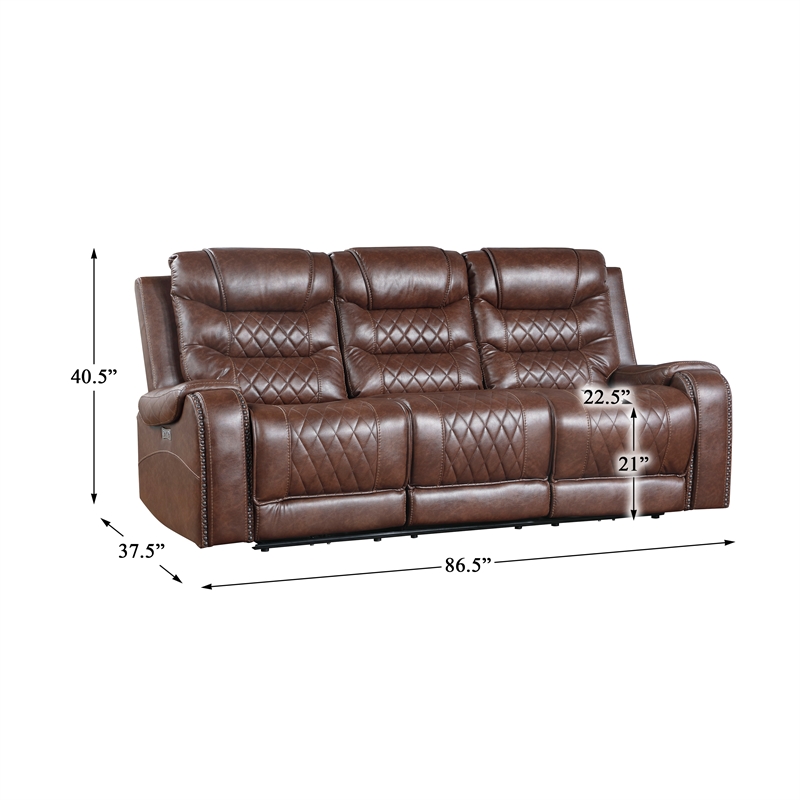 Lexicon Putnam 2-Piece Upholstered Power Reclining Sofa Set in Brown