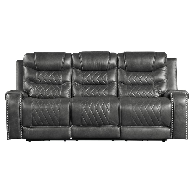 Lexicon Putnam 2-Piece Upholstered Power Reclining Sofa Set in Gray