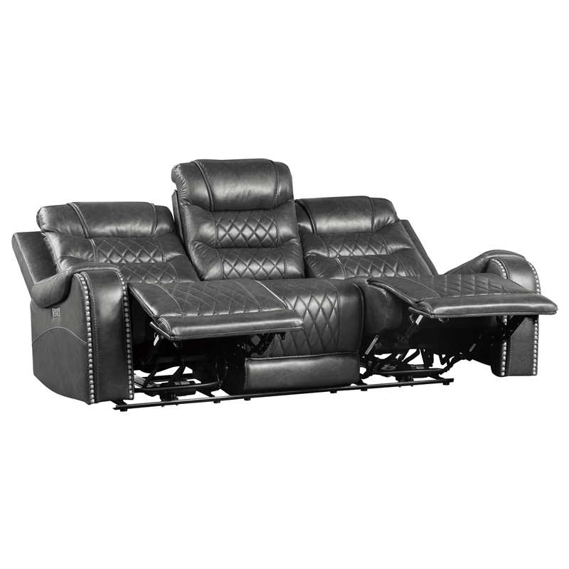 Lexicon Putnam 2-Piece Upholstered Power Reclining Sofa Set in Gray