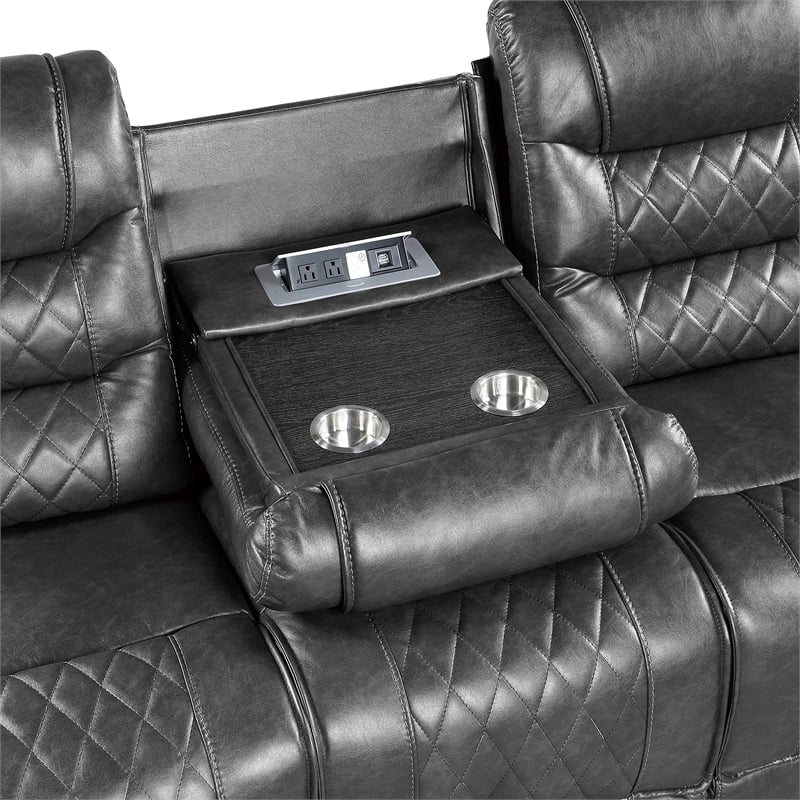 Lexicon Putnam 2-Piece Upholstered Manual Reclining Sofa Set in Gray