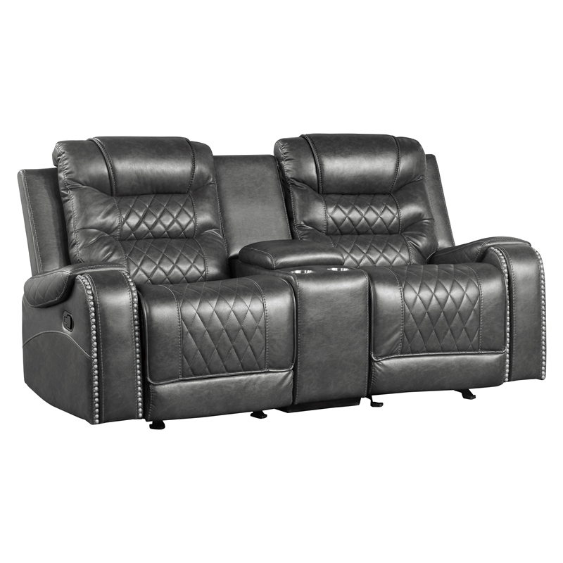 Lexicon Putnam 2-Piece Upholstered Manual Reclining Sofa Set in Gray