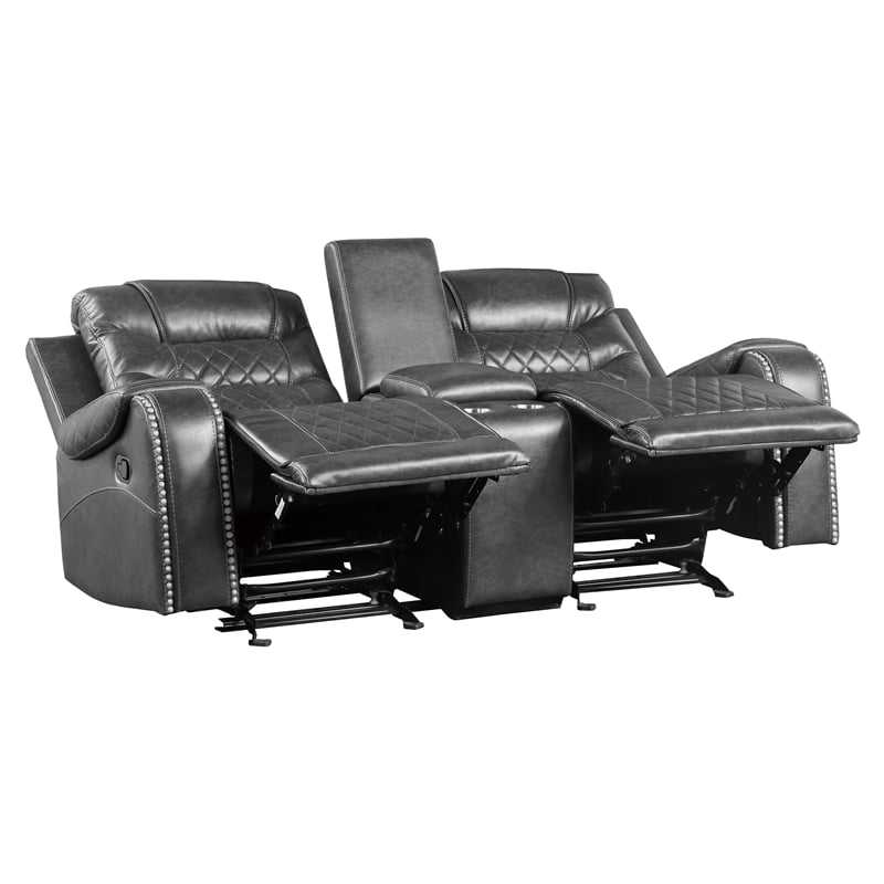 Lexicon Putnam 2-Piece Upholstered Manual Reclining Sofa Set in Gray