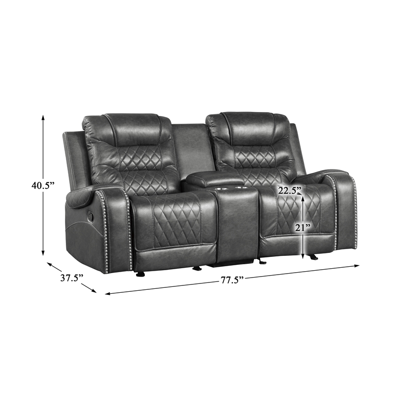 Lexicon Putnam 2-Piece Upholstered Manual Reclining Sofa Set in Gray
