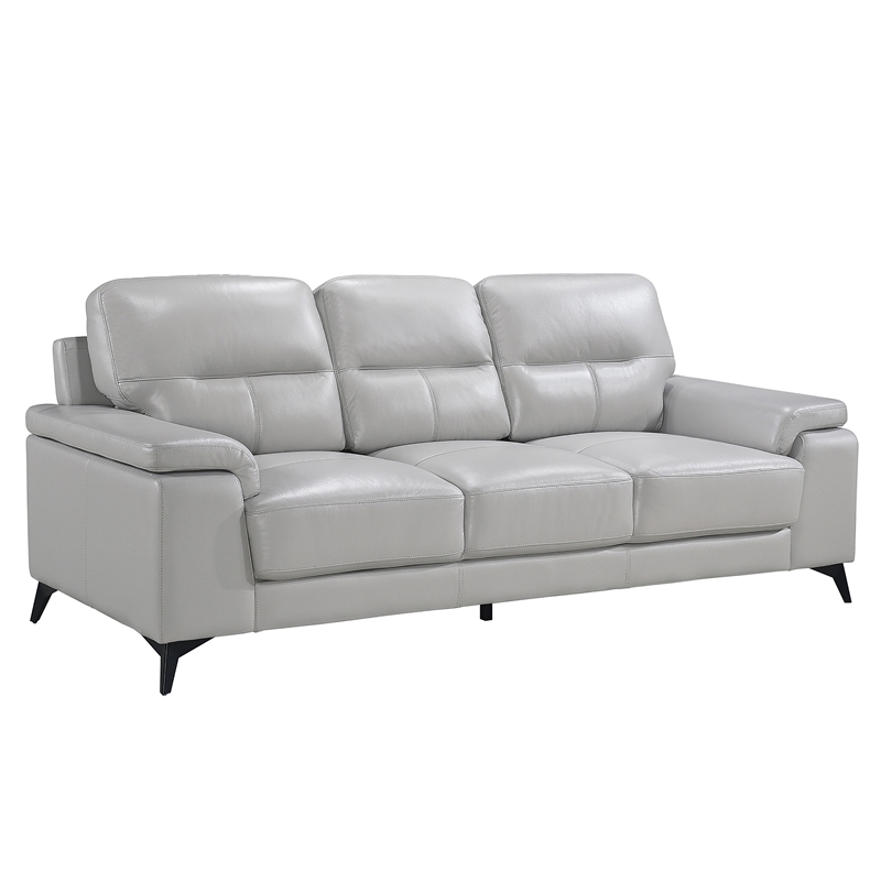 Lexicon Mischa Leather 2-Piece Upholstered Sofa Set in Silver Gray