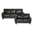 Lexicon Rubin Faux Leather 2-Piece Upholstered Sofa Set in Black