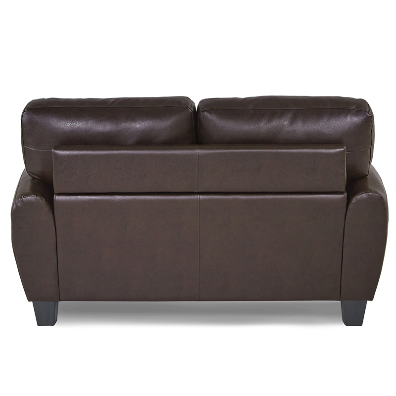 Lexicon Rubin Faux leather 2-Piece Upholstered Sofa Set in Dark Brown