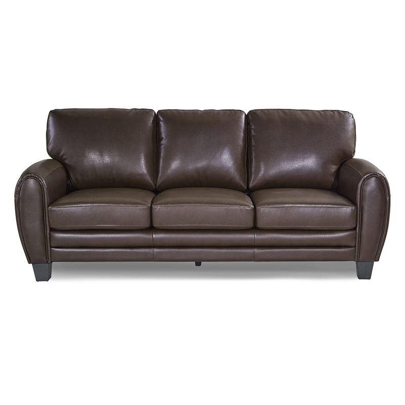 Lexicon Rubin Faux leather 2-Piece Upholstered Sofa Set in Dark Brown