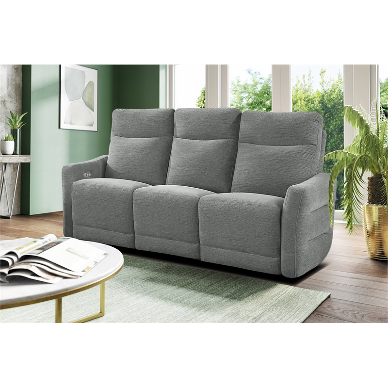 Lexicon Edition Chenille 2-Piece Upholstered Power Reclining Sofa Set in Gray