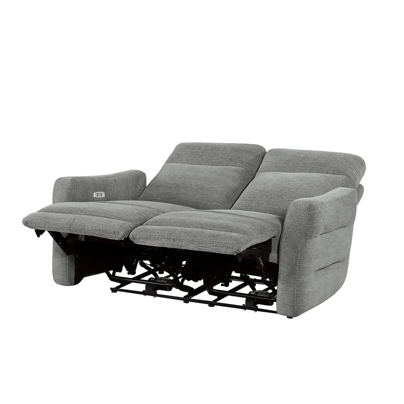 Lexicon Edition Chenille 2-Piece Upholstered Power Reclining Sofa Set in Gray