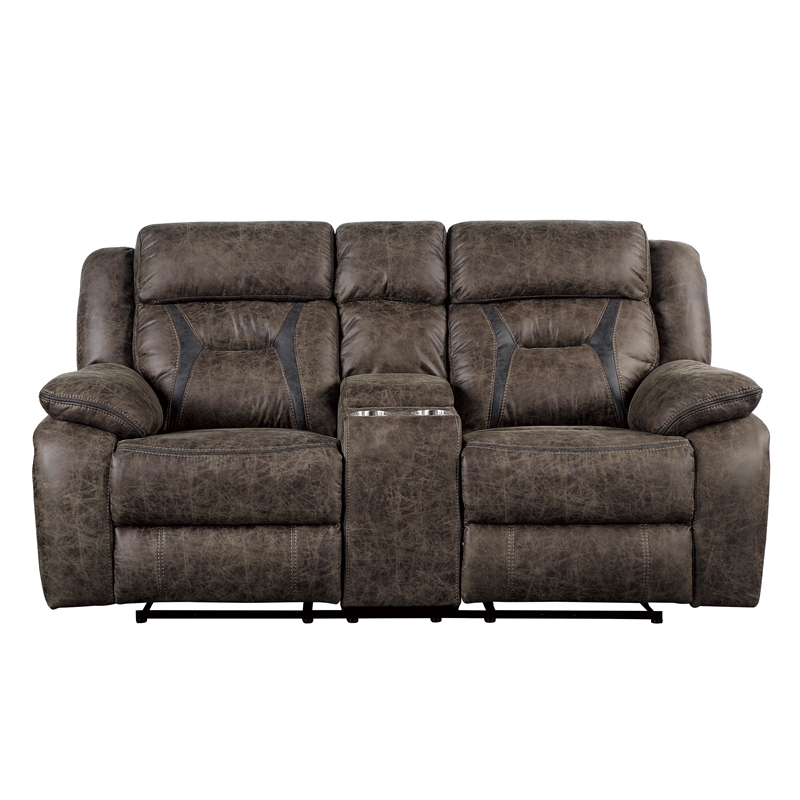 Lexicon Madrona Microfiber 2-Piece Manual Reclining Sofa Set in Dark Brown