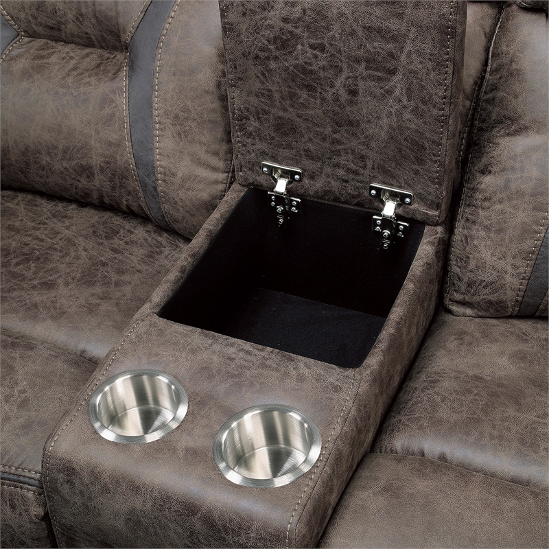 Lexicon Madrona Microfiber 2-Piece Manual Reclining Sofa Set in Dark Brown