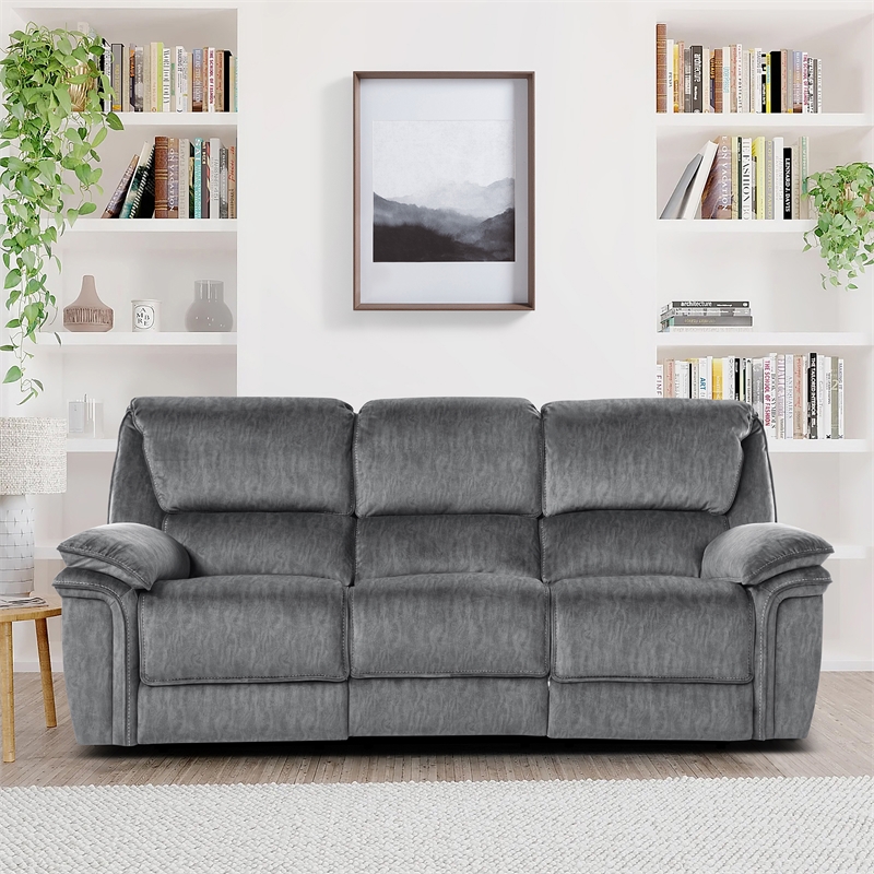 Lexicon Muirfield Microfiber 2-Piece Manual Reclining Sofa Set in Gray