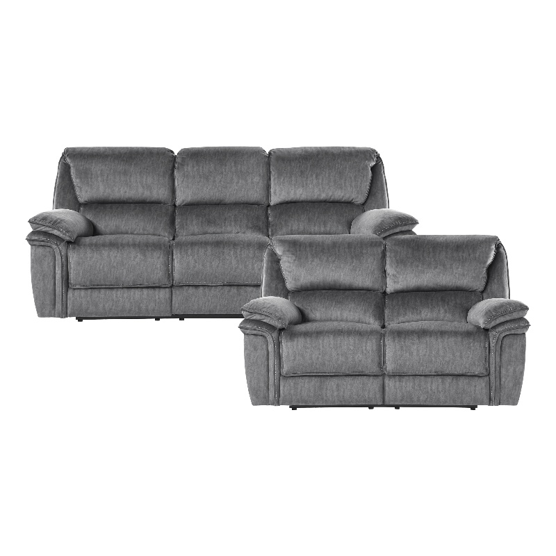 Lexicon Muirfield Microfiber 2-Piece Manual Reclining Sofa Set in Gray