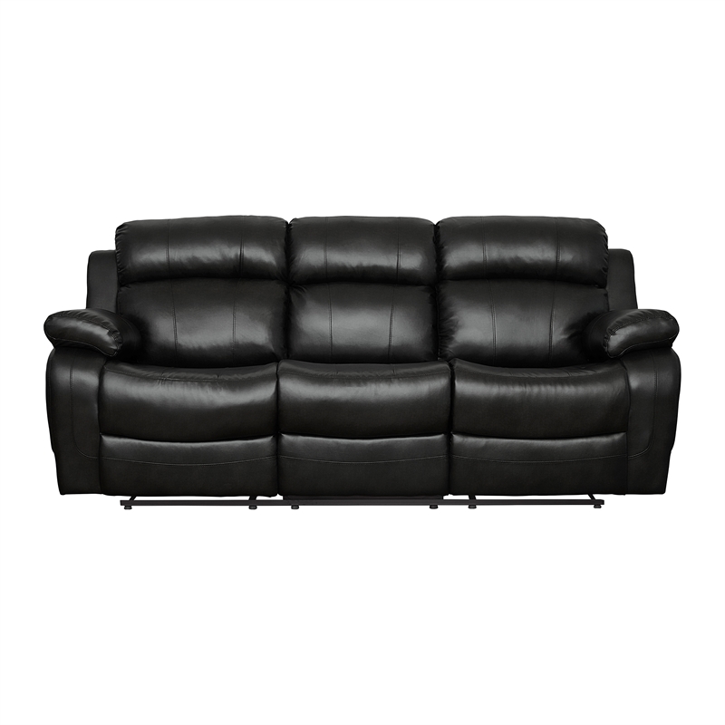Lexicon Marille Faux Leather 2-Piece Manual Reclining Sofa Set in Black