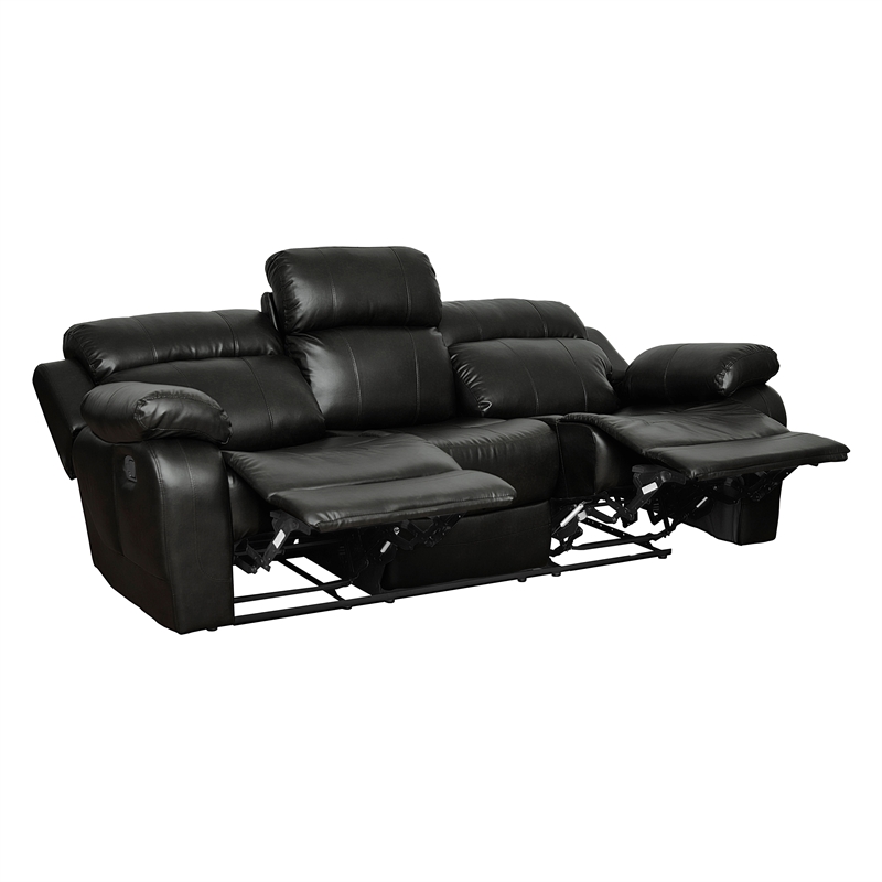 Lexicon Marille Faux Leather 2-Piece Manual Reclining Sofa Set in Black