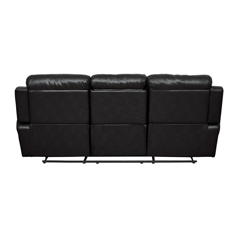 Lexicon Marille Faux Leather 2-Piece Manual Reclining Sofa Set in Black